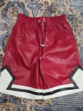 Air Jordan Faux Leather Red Shorts